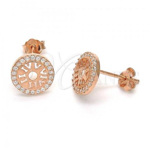 Sterling Silver Stud Earring, with White Micro Pave, Polished, Rose Gold Finish, 02.292.0005.2