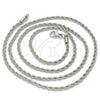 Rhodium Plated Basic Necklace, Rope Design, Polished, Rhodium Finish, 5.222.036.1.28