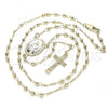 Oro Laminado Thin Rosary, Gold Filled Style Caridad del Cobre and Crucifix Design, Polished, Golden Finish, 09.253.0035.20