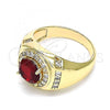 Oro Laminado Mens Ring, Gold Filled Style with Garnet Cubic Zirconia and White Micro Pave, Polished, Golden Finish, 01.266.0047.1.10