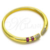 Oro Laminado Individual Bangle, Gold Filled Style with Ruby Cubic Zirconia and White Micro Pave, Polished, Golden Finish, 07.341.0041.1
