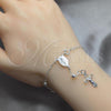 Sterling Silver Bracelet Rosary, Ball and Cross Design, Polished, Silver Finish, 09.392.0005.07