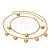 Oro Laminado Necklace and Bracelet, Gold Filled Style Heart and Rolo Design, Polished, Golden Finish, 06.63.0162