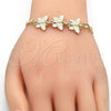 Oro Laminado Fancy Bracelet, Gold Filled Style Butterfly Design, Polished, Golden Finish, 03.63.1879.08