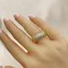 Oro Laminado Multi Stone Ring, Gold Filled Style with White Micro Pave, Polished, Golden Finish, 01.346.0009.07