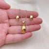 Oro Laminado Earring and Pendant Adult Set, Gold Filled Style Polished, Golden Finish, 10.342.0159