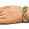 Oro Laminado Fancy Bracelet, Gold Filled Style Guadalupe and Cross Design, Polished, Golden Finish, 03.351.0124.08