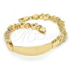 Oro Laminado ID Bracelet, Gold Filled Style Heart Design, Polished, Golden Finish, 03.63.1942.08