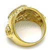 Oro Laminado Mens Ring, Gold Filled Style Hand and Bird Design, Black Enamel Finish, Golden Finish, 01.185.0010.09 (Size 9)