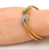 Gold Tone Individual Bangle, with White Crystal, Polished, Golden Finish, 07.252.0013.04.GT (10 MM Thickness, One size fits all)