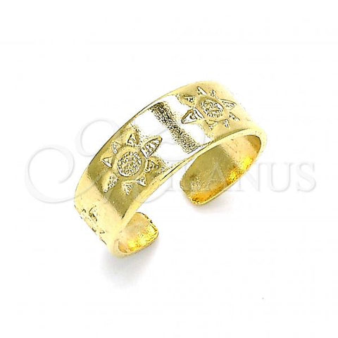 Oro Laminado Toe Ring, Gold Filled Style Sun Design, Polished, Golden Finish, 01.117.0008 (One size fits all)