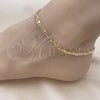 Oro Laminado Basic Anklet, Gold Filled Style Mariner Design, Diamond Cutting Finish, Golden Finish, 04.63.1418.10