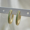 Oro Laminado Huggie Hoop, Gold Filled Style with Green and White Micro Pave, Polished, Golden Finish, 02.264.0006.10.20