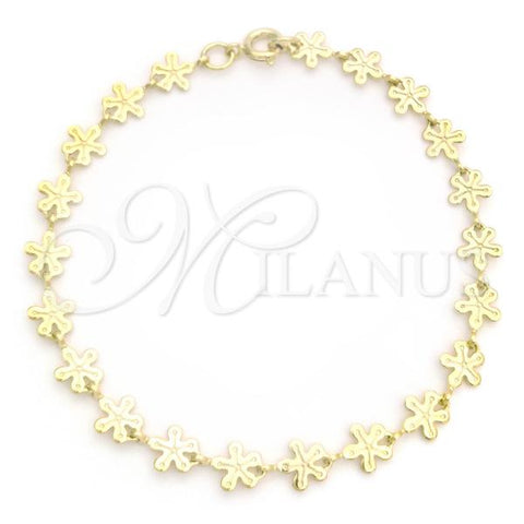 Oro Laminado Fancy Bracelet, Gold Filled Style Flower Design, Polished, Golden Finish, 03.09.0083.07