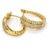Oro Laminado Huggie Hoop, Gold Filled Style with White Micro Pave, Polished, Golden Finish, 02.217.0034.20