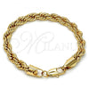 Gold Tone Basic Bracelet, Rope Design, Polished, Golden Finish, 04.242.0043.08GT