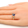 Oro Laminado Multi Stone Ring, Gold Filled Style with Bermuda Blue Swarovski Crystals, Polished, Golden Finish, 01.239.0003.7 (One size fits all)
