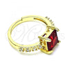 Oro Laminado Multi Stone Ring, Gold Filled Style with Garnet Cubic Zirconia and White Micro Pave, Polished, Golden Finish, 01.284.0056.4