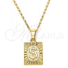 Oro Laminado Pendant Necklace, Gold Filled Style Money Sign Design, Polished, Golden Finish, 04.242.0090.24