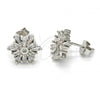 Sterling Silver Stud Earring, with White Cubic Zirconia, Polished, Rhodium Finish, 02.175.0110