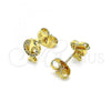 Oro Laminado Stud Earring, Gold Filled Style Dolphin Design, with White Micro Pave, Polished, Golden Finish, 02.156.0641