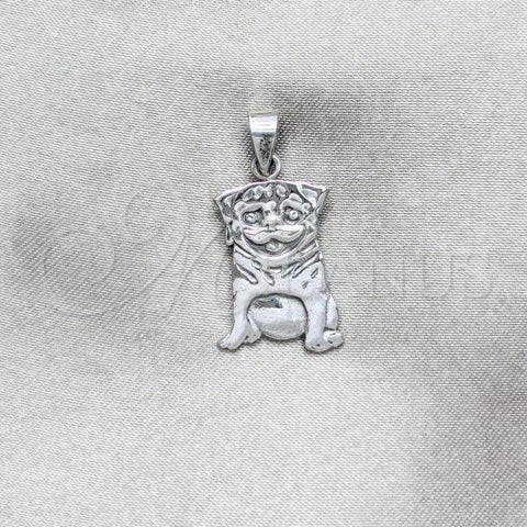 Sterling Silver Fancy Pendant, Dog Design, Polished, Silver Finish, 05.392.0101