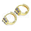 Oro Laminado Huggie Hoop, Gold Filled Style Butterfly Design, with Amethyst Cubic Zirconia, Polished, Golden Finish, 02.284.0040.2.12