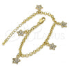 Oro Laminado Charm Bracelet, Gold Filled Style Star and Rolo Design, with White Crystal, Polished, Golden Finish, 03.63.1357.07