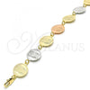 Oro Laminado Fancy Bracelet, Gold Filled Style Owl Design, Polished, Tricolor, 03.63.2044.07