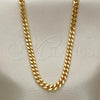 Oro Laminado Basic Necklace, Gold Filled Style Miami Cuban Design, Diamond Cutting Finish, Golden Finish, 04.63.1358.24