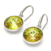 Rhodium Plated Dangle Earring, with Luminous Green Swarovski Crystals, Polished, Rhodium Finish, 02.239.0001.3