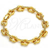 Oro Laminado Fancy Bracelet, Gold Filled Style with White Crystal, Polished, Golden Finish, 03.59.0063.08