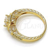 Oro Laminado Multi Stone Ring, Gold Filled Style with White Cubic Zirconia, Polished, Golden Finish, 01.94.0005.07 (Size 7)