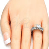 Rhodium Plated Wedding Ring, Duo Design, with White Cubic Zirconia, Polished, Rhodium Finish, 01.284.0037.1.09 (Size 9)
