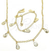 Oro Laminado Necklace and Bracelet, Gold Filled Style Teardrop Design, Polished, Golden Finish, 06.63.0205