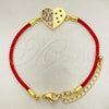 Oro Laminado Fancy Bracelet, Gold Filled Style Heart Design, with Multicolor Micro Pave, Polished, Golden Finish, 03.381.0009.06