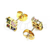 Oro Laminado Stud Earring, Gold Filled Style with Multicolor Cubic Zirconia, Polished, Golden Finish, 02.387.0097.1