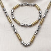 Stainless Steel Necklace and Bracelet, Ball Design, Polished, Two Tone, 06.363.0061.1