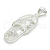 Sterling Silver Fancy Pendant, Shoes and Palm Tree Design, Polished,, 05.398.0056