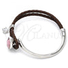 Rhodium Plated Individual Bangle, Teardrop Design, with Light Rose Swarovski Crystals and White Micro Pave, Polished, Rhodium Finish, 07.239.0002.6 (03 MM Thickness, One size fits all)