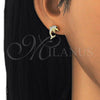 Sterling Silver Stud Earring, Dolphin Design, with Black and White Cubic Zirconia, Polished, Golden Finish, 02.336.0082.2