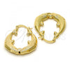 Oro Laminado Medium Hoop, Gold Filled Style Dolphin Design, Diamond Cutting Finish, Golden Finish, 5.149.004