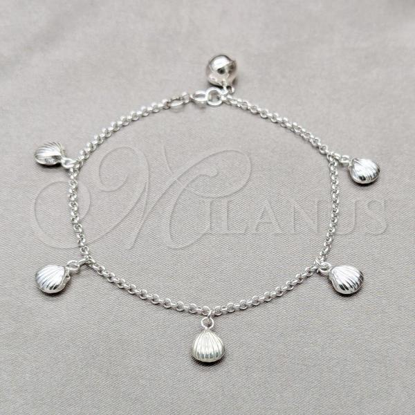 Sterling Silver Fancy Bracelet, Shell Design, Polished, Silver Finish, 03.409.0104.08