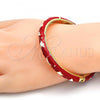 Oro Laminado Individual Bangle, Gold Filled Style Star and Moon Design, Red Enamel Finish, Golden Finish, 07.246.0005.5.05 (07 MM Thickness, Size 5 - 2.50 Diameter)