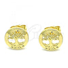 Oro Laminado Stud Earring, Gold Filled Style with White Micro Pave, Polished, Golden Finish, 02.156.0572