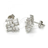 Sterling Silver Stud Earring, with White Cubic Zirconia, Polished, Rhodium Finish, 02.175.0113