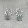 Sterling Silver Dangle Earring, Star Design, with White Cubic Zirconia, Polished, Silver Finish, 02.401.0078