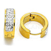 Stainless Steel Huggie Hoop, with White Cubic Zirconia, Polished, Golden Finish, 02.230.0008.20