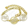 Oro Laminado Fancy Bracelet, Gold Filled Style Cross Design, Polished, Golden Finish, 03.63.2055.08