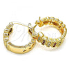 Oro Laminado Small Hoop, Gold Filled Style with Garnet and White Micro Pave, Polished, Golden Finish, 02.210.0289.1.20